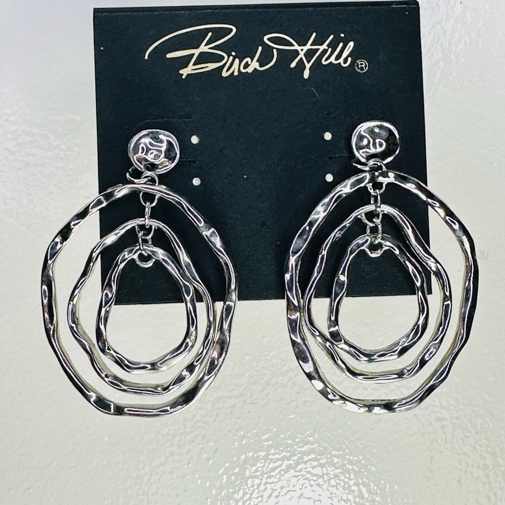 Silver Textured Hoop Earrings